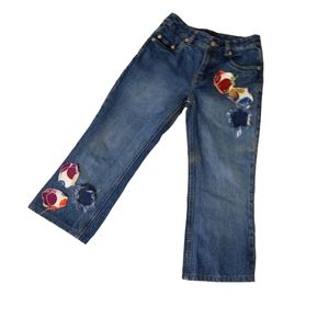 Copper key girls sz 8 jeans with appliqued flowers.